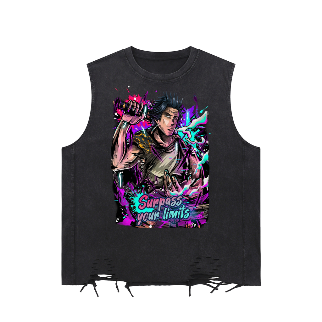 Yami Surpass Your Limits Snow Washed Raw-Hem Tank Top | Black Clover Anime Streetwear